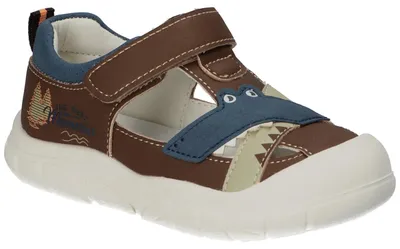 Produktbild von American Club XD193, Kinder Sandalen geschlossen Klettverschluss Leder-Einlegesohle bequem, Braun 24