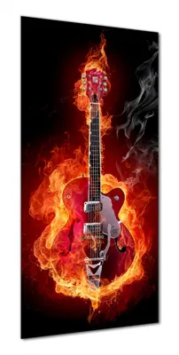 Produktbild von Wallario selbstklebende Duschrückwand 80 x 200 cm mit Motiv Brennende Gitarre - Wandverkleidung mit Hochglanzlaminat in Glasoptik