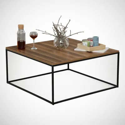 Image de Skye Decor, Poly - Walnut, table basse, noyer, 100 % PANNEAUX DE PARTICULES MÉLAMINÉS, 75 x 75 x 43 cm
