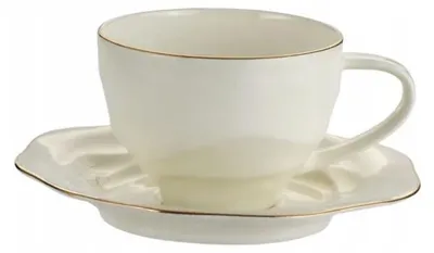Produktbild von Domdekoracji 167-4782 Elegante Porzellantasse mit Untertasse, Goldrand