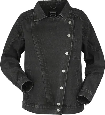Produktbild von RED by EMP Damen schwarze Jeansjacke mit breitem Kragen - Oversized Biker-Style M