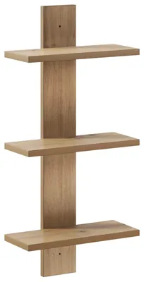 Image de Wandregal en bois imitation chêne, dimensions : 30 x 13,5 x 64,5 cm