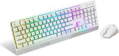 Produktbild von MSI VIGOR GK30 COMBO WHITE MEMchanical Gaming Keyboard + Gaming Mouse Bundle 'UK Layout, 6-Zonen RGB-Beleuchtungstastatur, Dual-Zonen RGB-Beleuchtungsmaus, 5000 DPI Optischer Sensor, Center'.