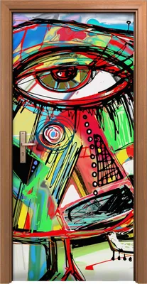 Produktbild von Türposter 90x200 cm Türaufkleber Türtapete Türfolie Klebefolie Kunstwerk von Gekritzelvogel
