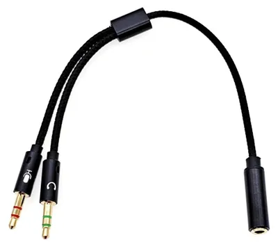 Productafbeelding van 3.5 mm microfoon-hoofdtelefoonsplitterkabel, 3.5mm CTIA vrouwelijk naar 2 mannelijke audiomicrofoonsplitteradapterkabel