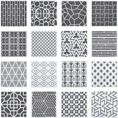 Zdjęcie produktu dla Geometryczne szablony dla dzieci - 16 sztuk - kredki do rysowania i malowania