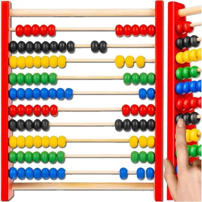 Produktbild von Holz Abakus Kinder Lernhilfe 10 Reihen Mit Farbigen Perlen Montessori Rechenhilfe Schule Kindergarten