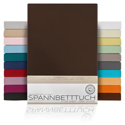 Produktbild von Spannbetttuch Bettlaken aus gekämmter Baumwolle Premium Jersey 160g/m²,200x200cm,Dunkelbraun, Matratzenart:Topper