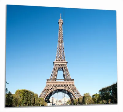 Produktbild von Wallario Herdabdeckplatte aus Glas, Größe 60 x 52 cm 2-teilig, Motiv Pariser Eiffelturm
