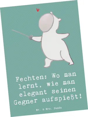 Produktbild von Mr. & Mrs. Panda Grußkarte Fechten Eleganz - Meeresbrise - Geschenk, Sportler, Postkarten, Ansichtskarte, Florett, Kunstkarten, Sportart, Fotokarte, Präzision, Disziplin