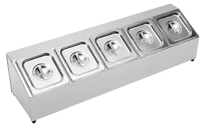 Immagine prodotto di Organizzatore per spezie, design a 5 scomparti, acciaio inossidabile resistente, colore argento