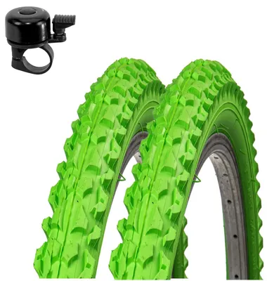 Produktbild von 2 x Roverstone Fahrradreifen 26 x 2,125 (57-559) Grün inkl. Fahrradklingel