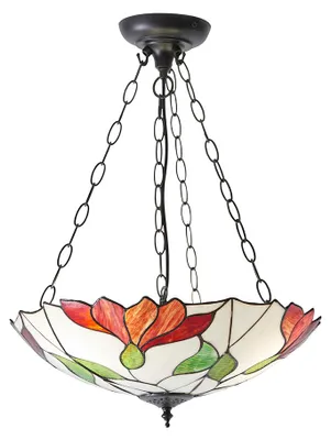 Obrázek produktu pro Závěsné svítidlo s květinovým motivem BOTANICA, hnědé, 3xE27x40W, sklo, rozměry: 100x45x45 cm, IP20, styl Tiffany