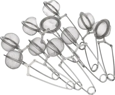 Produktbild von 7er Set Edelstahl Teezange, hochwertige Teeklammer für lose Blätter, 7 Stück Tee Ei in Kugelform, Teebeutel - stilvolles Teefilter , Teesieb langlebig & vielseitig, Tassensieb, Gewürzei
