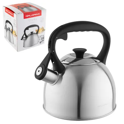 Produktbild von Wasserkessel 2,1 l Flötenkessel aus Edelstahl Teekessel FLORINA ONDA