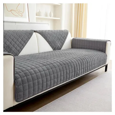 Produktbild von Waschbarer Sofabezug - Weiches Flanell Sofa Cover, rutschfester Bezug für 2 3 4 Sitzer Couch, Schutz für L-förmige Sofas (Grau, 90x210cm)