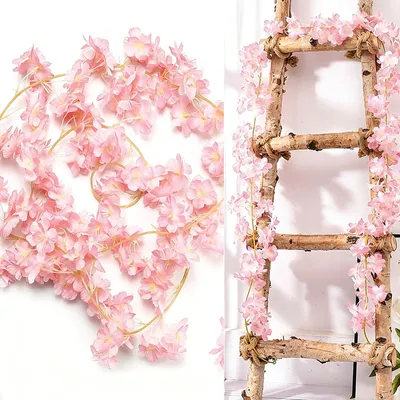 Künstliche Kirschblüten-Girlande, 3 Stück, 5,4 m, rosa, für Dekoration