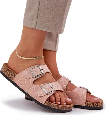 Produktbild von Stoffslipper auf Korksohle mit Schnallen rosa Atera 39