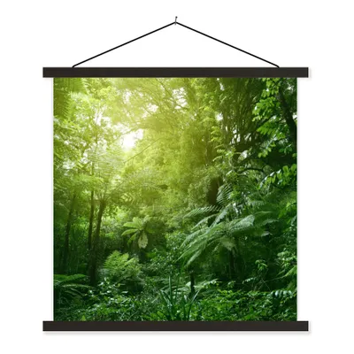Produktbild von MuchoWow® Textilposter Dschungel - Pflanzen - Blätter - Jungen - Mädchen - Kinder 60x60 cm mit schwarzem Rahmen - Posteraufhänger