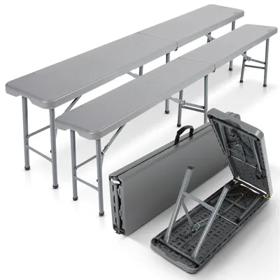 Image de AREBOS 2x Bierbank Klappbar 183x28x43 cm Gartenbank Campingbank Anthrazit