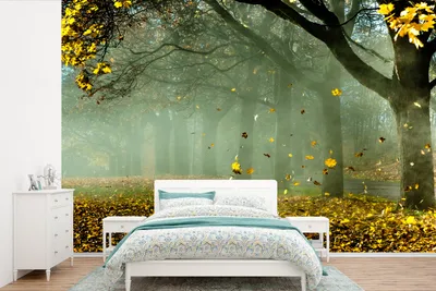 Produktbild von MuchoWow® Fototapete für Wohnzimmer oder Schlafzimmer Wandtapete Vinyl Motivtapete Baum - Grün - Blätter - 390x260 cm - Papiertapete