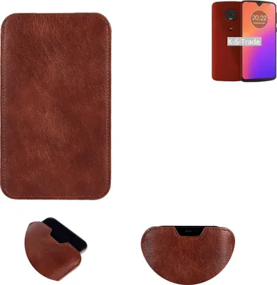 Produktbild von K-S-Trade Schutzhülle Handyhülle kompatibel mit Motorola Moto G7 Plus Handytasche Kunstleder Sleeve in braun