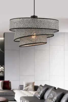 Immagine prodotto di Opviq, Couper Hazeran - Grigio, Nero, Lampadario, Grigio, Corpo in metallo, 40 x 40 x 72 cm