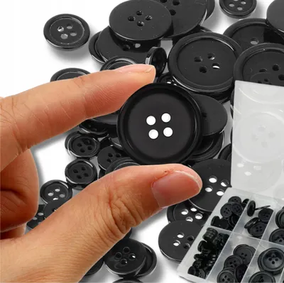 Produktbild von EDIBAZZAR | Knöpfe, 100er-Set, schwarze runde Knöpfe für Hosen, Kunststoffmischung
