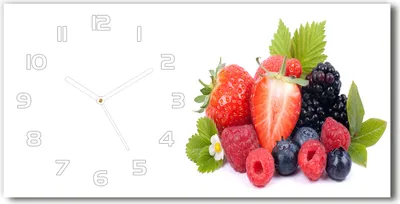 Produktbild von Wanduhr aus Glas – 60x30 cm - Glasbild - Glasuhr - Gehärtetes Glas - weisse-zeiger - Waldfrüchte