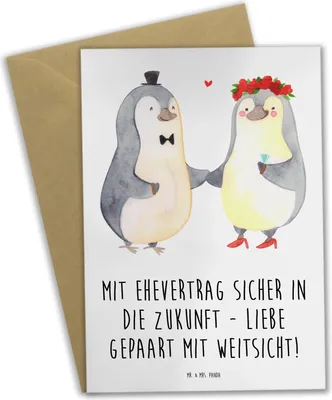 Produktbild von Mr. & Mrs. Panda babykarte Ehevertrag Zukunft - Weiß - Geschenk, osterkarten, Heirat, weihnachtskarten, einladungskarten, Heiraten, Klappkarte, glückwunschkarten, Ehe