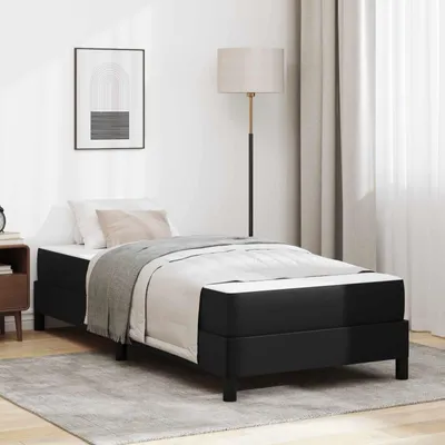 Zdjęcie produktu dla vidaXL Rama łóżka z materacem czarna 90 x 200 cm tkanina