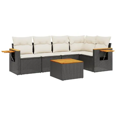 Produktbild von 6-tlg. Garten-Sofagarnitur mit Kissen Schwarz Poly Rattan