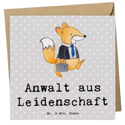 Produktbild von Mr. & Mrs. Panda Grußkarte Anwalt Leidenschaft - Grau Pastell - Geschenk, Glückwunschkarte, Spruch, Klappkarte, anlasskarte, doppelkarte, Witzig, faltkarte, Beruf