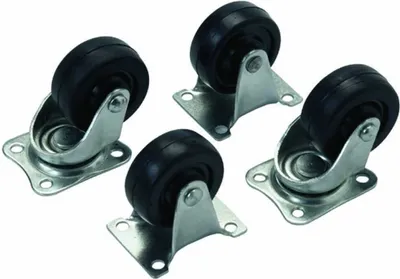 Produktbild von 2 x Lenkrolle und 2 x Bockrolle Gummi 40mm mit Platte