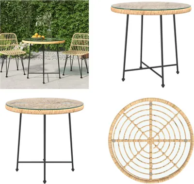Immagine prodotto di vidaXL Tavolo da pranzo Ø80 cm in vetro temperato e acciaio - Tavolo da pranzo - Tavoli da pranzo - Tavolo - Tavolo da giardino