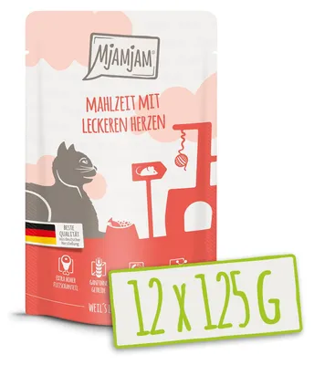 Produktbild von MjAMjAM - Quetschie - 12x125g Rind & Herzfleisch Nassfutter Katzenfutter Alleinfuttermittel
