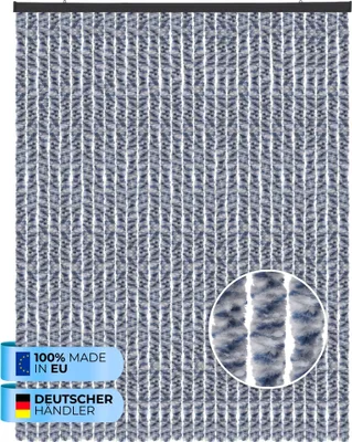 Produktbild von Flauschvorhang (120x220 cm) Türvorhang "Meliert Blau" als Insektenschutz für Balkon, Terrasse oder Wohnmobil, Wohnwagen, Pavillon