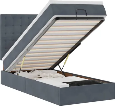 Obrázok produktu pre vidaXL Osmanská posteľ s matracmi tmavosivá 90x190 cm zamat