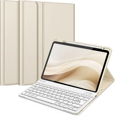 Produktbild von FINTIE Hülle mit Tastatur für iPad Air 11 Zoll M4/M3/M2 (2026/2025/2024), iPad Air 5./4. Gen 10,9 Zoll, TPU Rückschale Schutzhülle mit Stifthalter, magnetisch Abnehmbarer QWERTZ Keyboard, Ozean Marmor