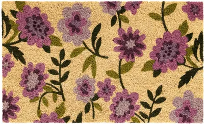 Image de Tapis de coco fleurs multicolores comme tapis de propreté extérieur