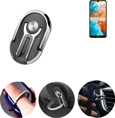 Produktbild von K-S-Trade 3in1 Smartphone-Ring Handy-Ring kompatibel mit Huawei Y6 Pro 2019 Fingerhalterung  Handyring Tischständer Lüftungsgitter-Halterung Tisch