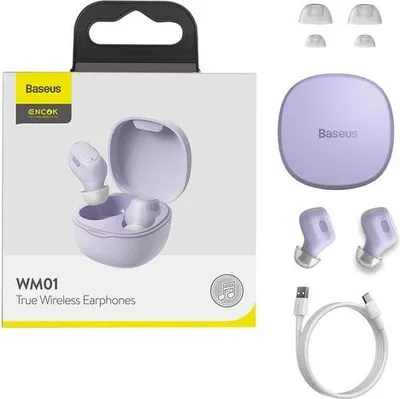 Obrázok produktu pre Bezdrôtové slúchadlá Baseus Encok WM01, Bluetooth 5.0 - fialové