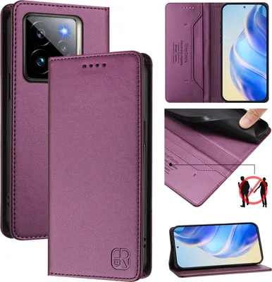 Produktbild von Lederhülle für Realme GT 7 Pro 5G Hülle Flip Brieftasche Kartenfächern Ständer Schutzhülle Lila