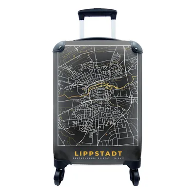 Produktbild von MuchoWow® Koffer Handgepäck Trolley Rollkoffer Kleine Reisekoffer mit 4 Rollen - Stadtplan - Deutschland - Gold - Lippstadt - Karte - Cabin Size < 55x40x23 cm & 55x40x20 cm - Fotokoffer - Kabinenkoffer - Boardgepäck - Reise-Box - Reisekoffer - Reisegepäck - Koffer mit Bild - Trolley für Kinder