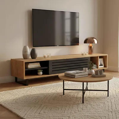 Image de Meuble TV 160 cm effet bois clair - Oviala Jake