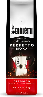 Obrázek produktu pro Bialetti Perfetto Moka Classic, 250 g, Středně pražená, Káva, 50% Arabica, 50% Robust, Taška
