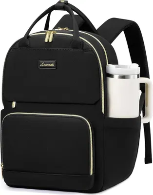 Produktbild von PolkaHome® Rucksack für Damen, 15,6 Zoll Laptop, Schulrucksack, Teenager, mit großem Flaschenfach, wasserdichter Arbeitsrucksack,