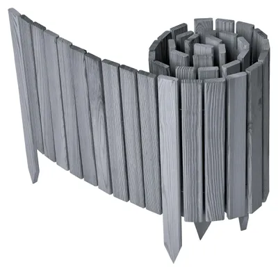 Produktbild von Garronda Beeteinfassung Holz Rollzaun Gartenzaun imprägniert Flexibler Rollborder Rasenkante  Länge: 200 cm (Grau, Höhe: 40 cm)