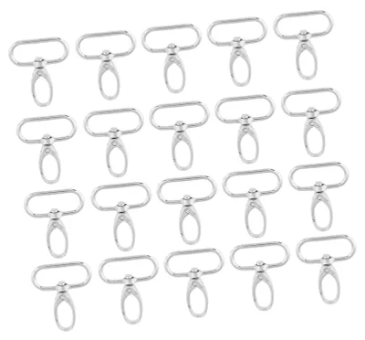 Drehbare Karabinerhaken 32 mm, 20 Stück, silber, Zinklegierung