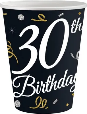Obrázek produktu pro Papírové kelímky B&C 30 Birthday, 30. narozeniny, 6 ks.